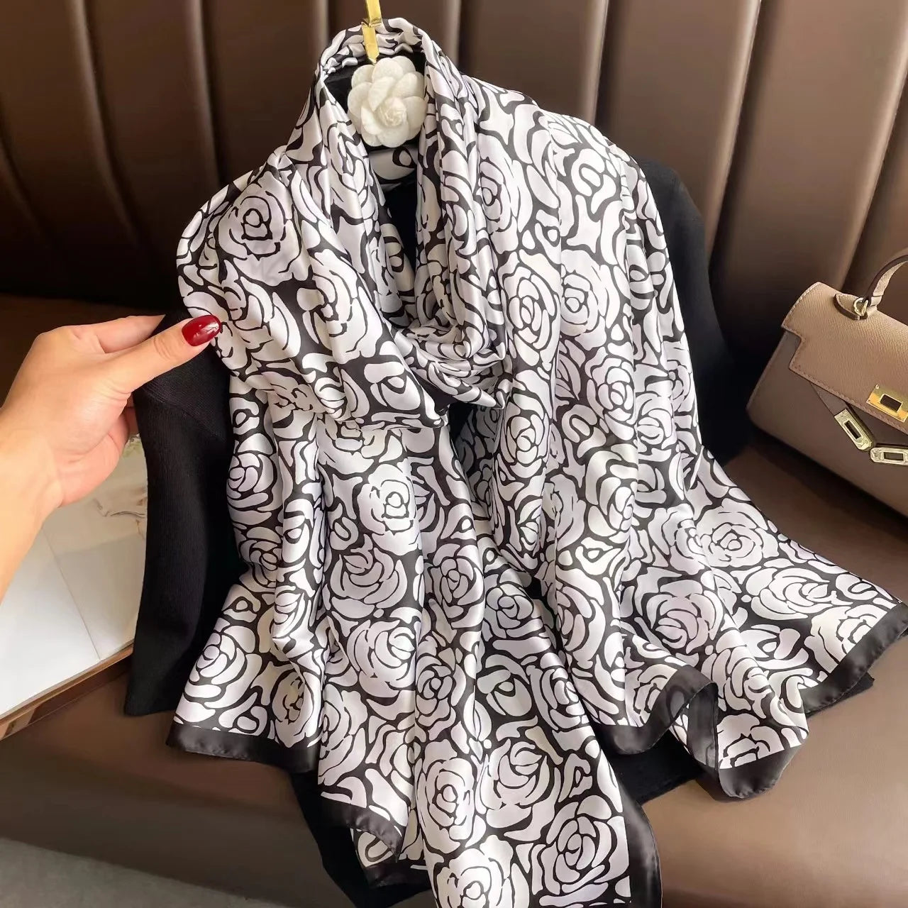 Large Silk Scarf for Women Soft Stylish Summer Wrap - Smarsty