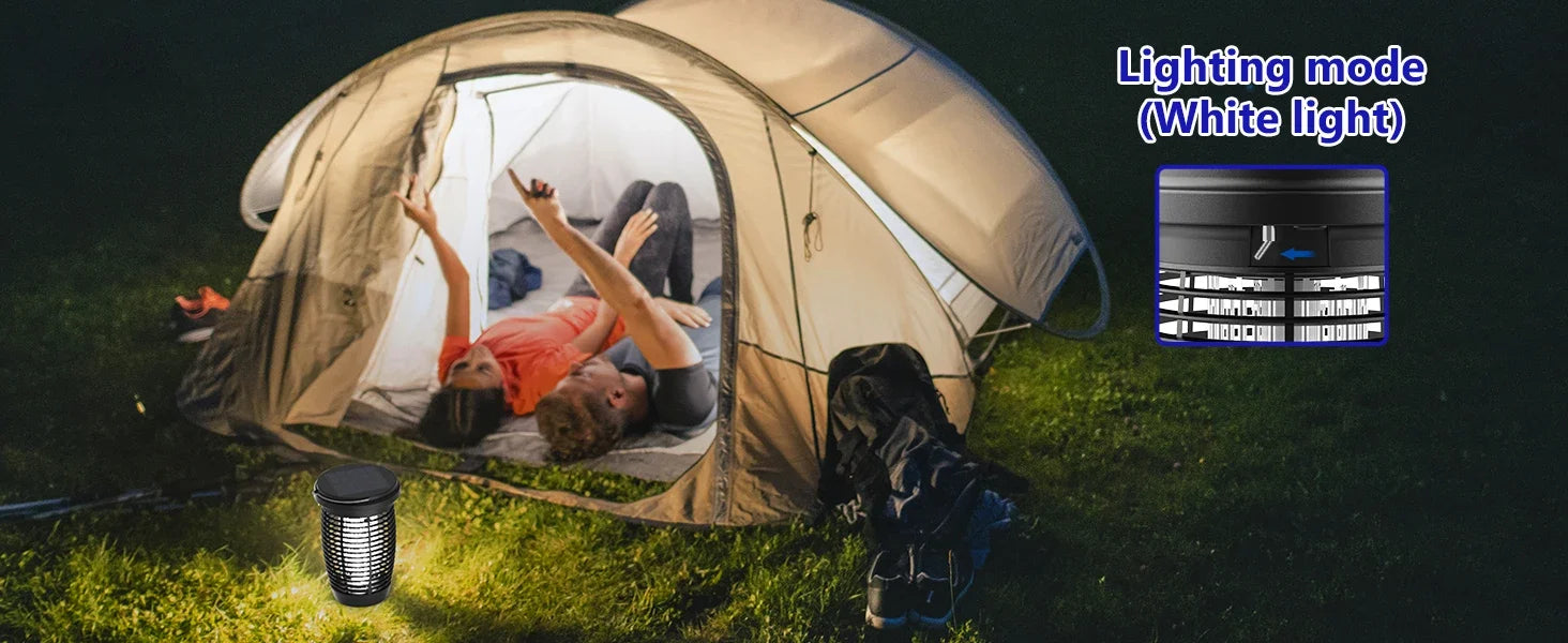 Solar Bug Zapper 2-in-1 Mosquito Killer Lamp Indoor 4500V Fly Zapper Outdoor Solar Powered with Rechargeable Insect Fly Trap