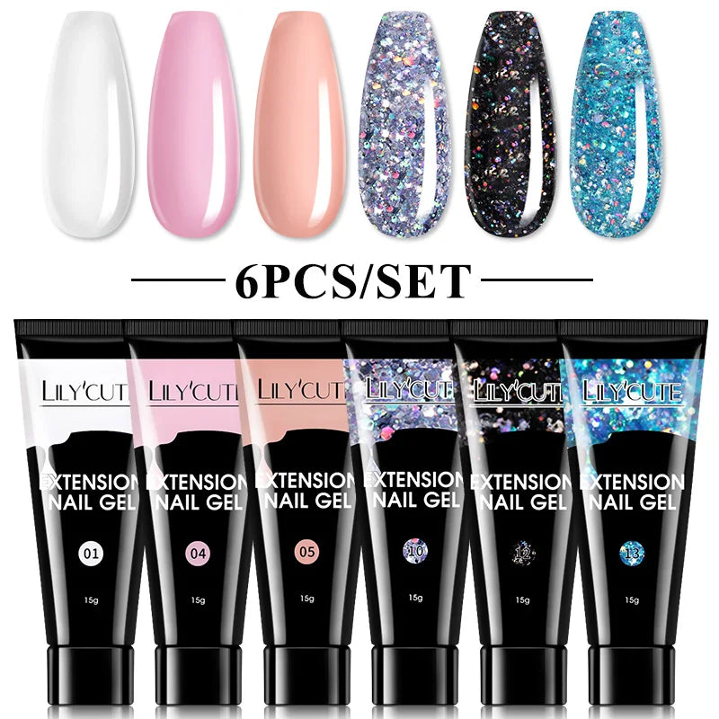 LILYCUTE Nail Gel Set with 6W LED Lamp for Quick Manicure - Smarsty