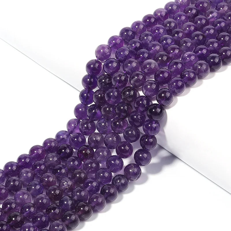 Natural Amethyst Crystal Beads 5A Round 15 Inch Strand - Smarsty