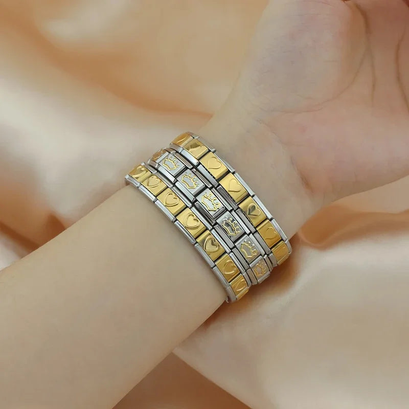 Womens Stainless Steel Charm Bracelet Elastic Fashion Bangle - Smarsty