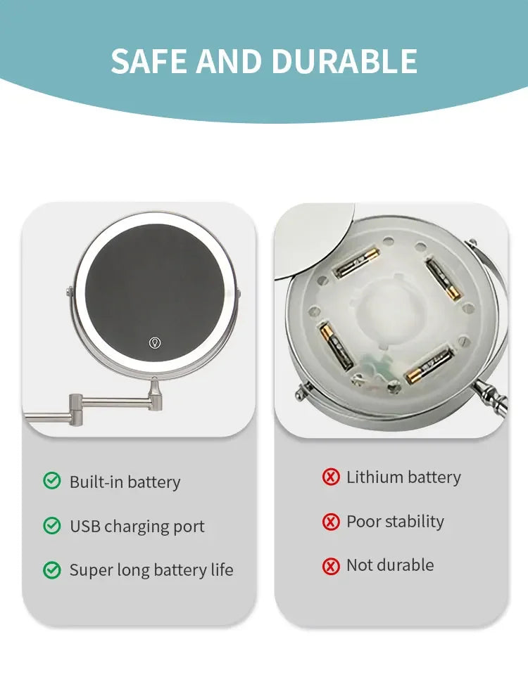 Wall Mounted Makeup Mirror with 10x Magnification - Smarsty