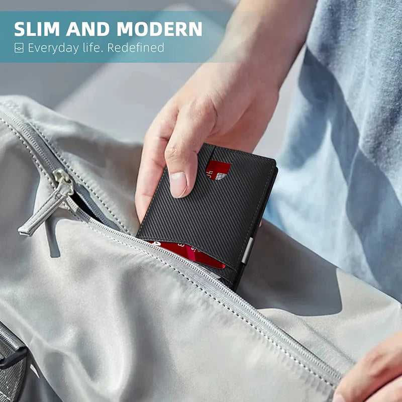 Rfid Carbon Fiber Luxury Men Wallets Money Bag Slim Thin Man Card Holder Wallet for Men Small Short Purse Male Vallet Billfold - Smarsty