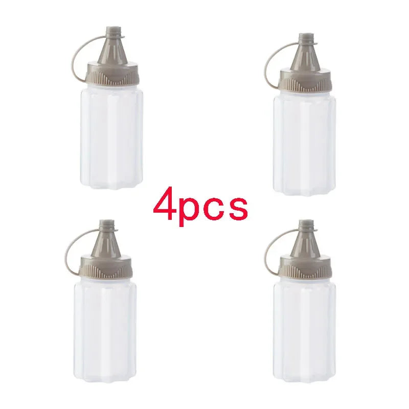4pcs Plastic Sauce Squeeze Bottle Mini Seasoning Box Salad Dressing Containers Outdoor Portable Barbecue Spice Jar Kitchen Tool
