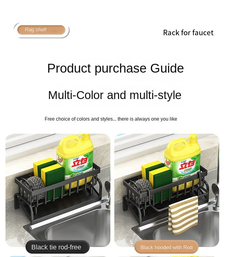Kitchen Sink Draining Rack with Cleaning Cloth Storage - Smarsty