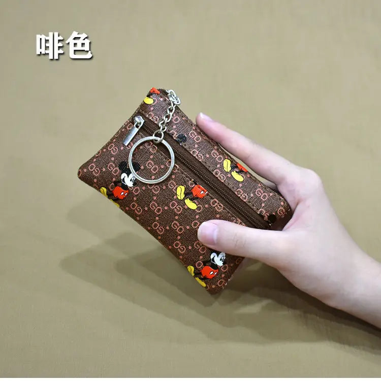 Disney Mickey Mouse Premium Genuine Leather Cartoon Phone Wallet Anime Coin Purse High-capacity Card Package Portable Wallet New