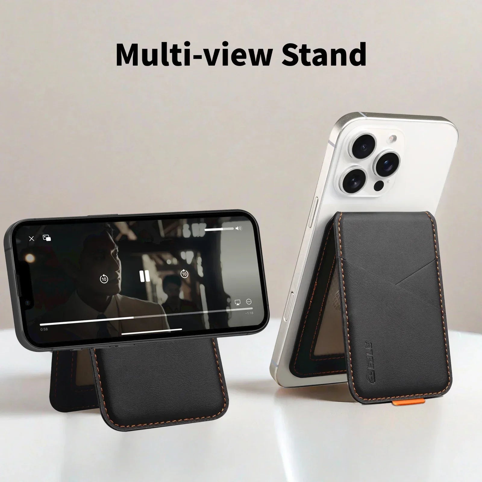 Luxury Leather Cellphone Magsafe Magnetic Card Holder For IPhone 14 13 15 16 17 Pro Max 16Plus RFID Anti-Skimming Bank ID Card