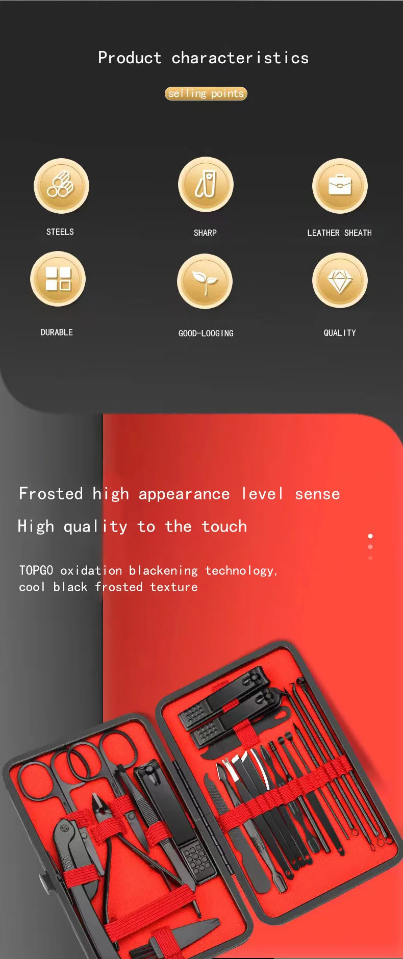 Convenient Black and Red Nail Clipper Set - Smarsty