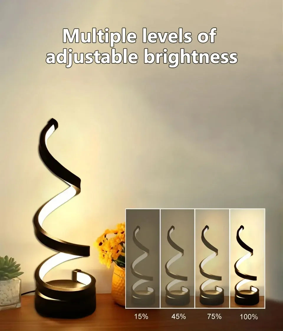 Dimmable LED Spiral Table Lamp for Modern Bedrooms - Smarsty