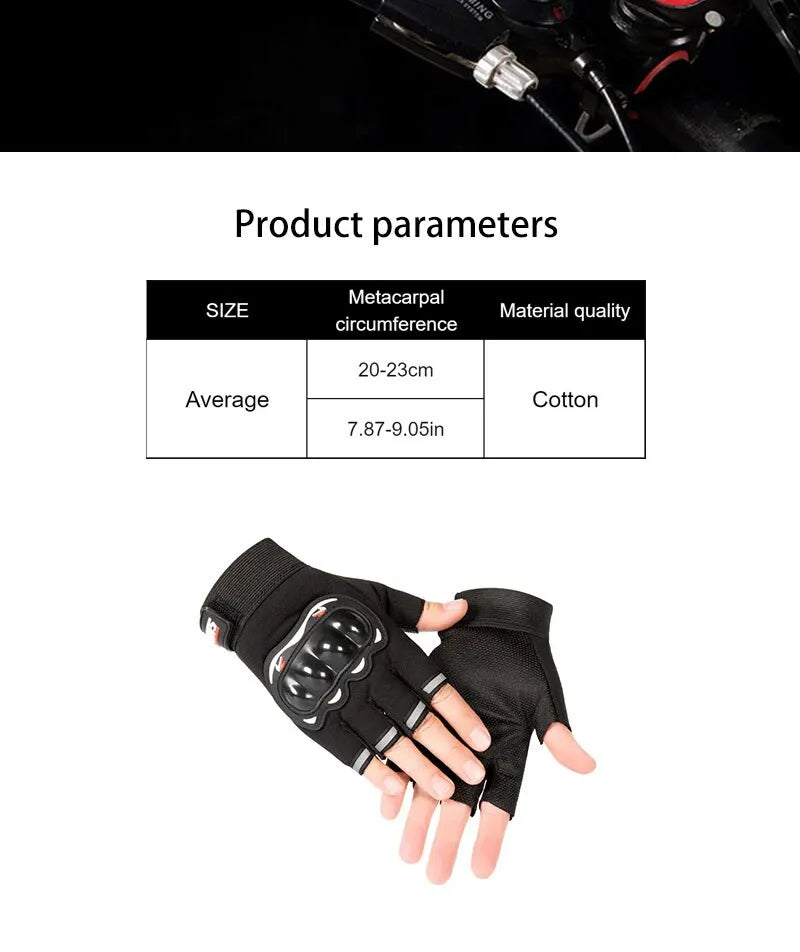 Men Half Finger Motorcycle Gloves Breathable Slip Resistant - Smarsty