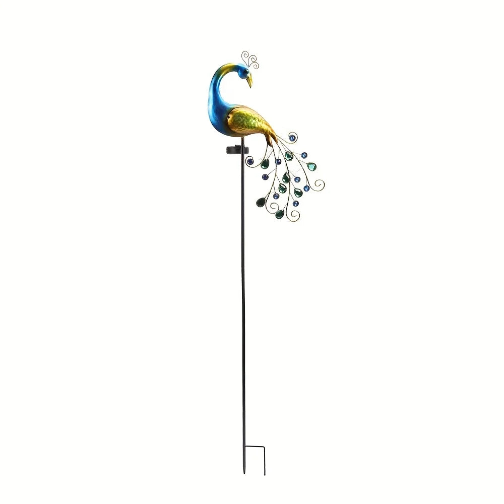 Solar LED Metal Peacock Lawn Decor Sculpture - Smarsty