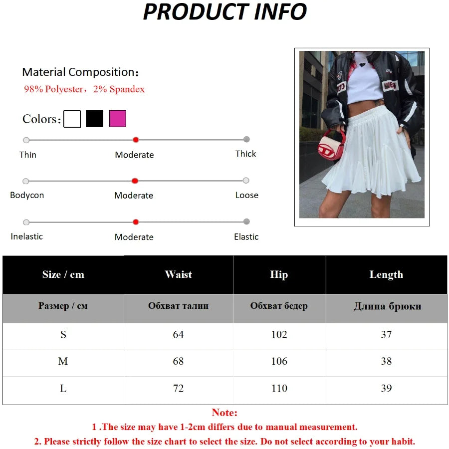 Wolfeel Summer White Mini Skirt High Waist Sexy Cute Ruffle Vintage Tennis Skirt Elastic Waist Tutu Short Skirts for Women - Smarsty