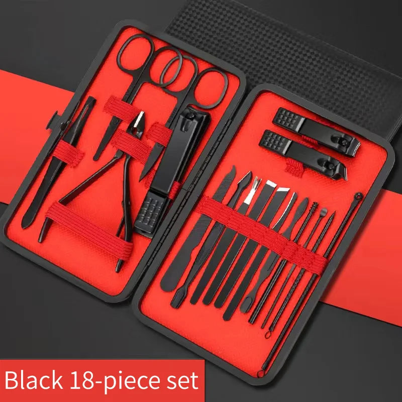 Convenient Black and Red Nail Clipper Set - Smarsty