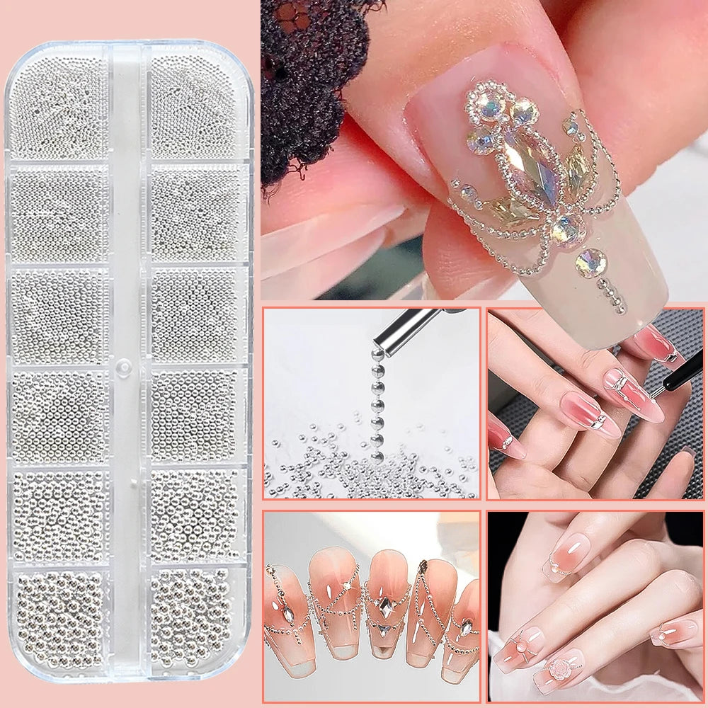 Mini Caviar Beads Nail Art Set with Magnetic Pen - Smarsty
