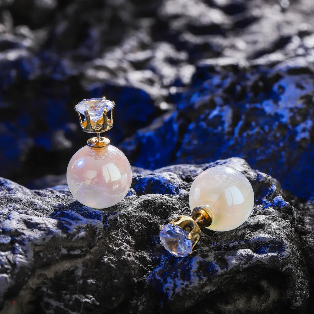 Pearl Long Earrings With Rhinestones For Wedding Fashion - Smarsty
