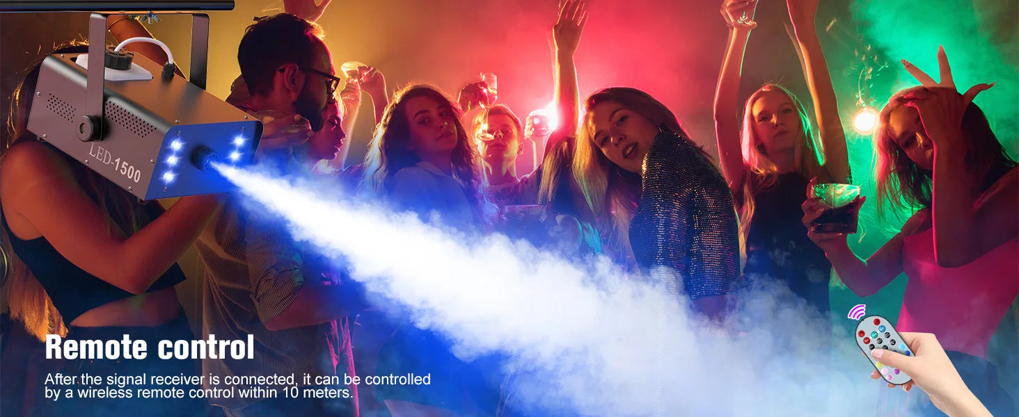 U'King 1500W Smoke Machine RGB 6 LED Fog Machine with Remote Control for DJ Disco Party Christmas Stage Effect Fogger Machine