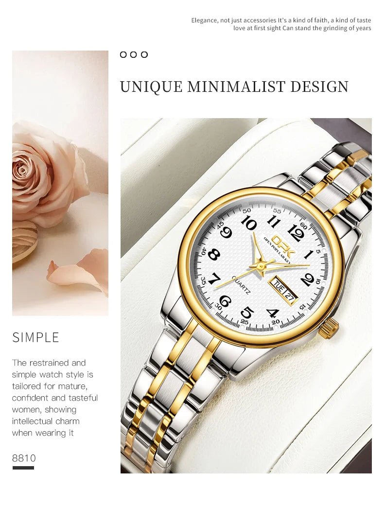 Luxury Waterproof Quartz Watch For Women Stainless Steel Strap - Smarsty