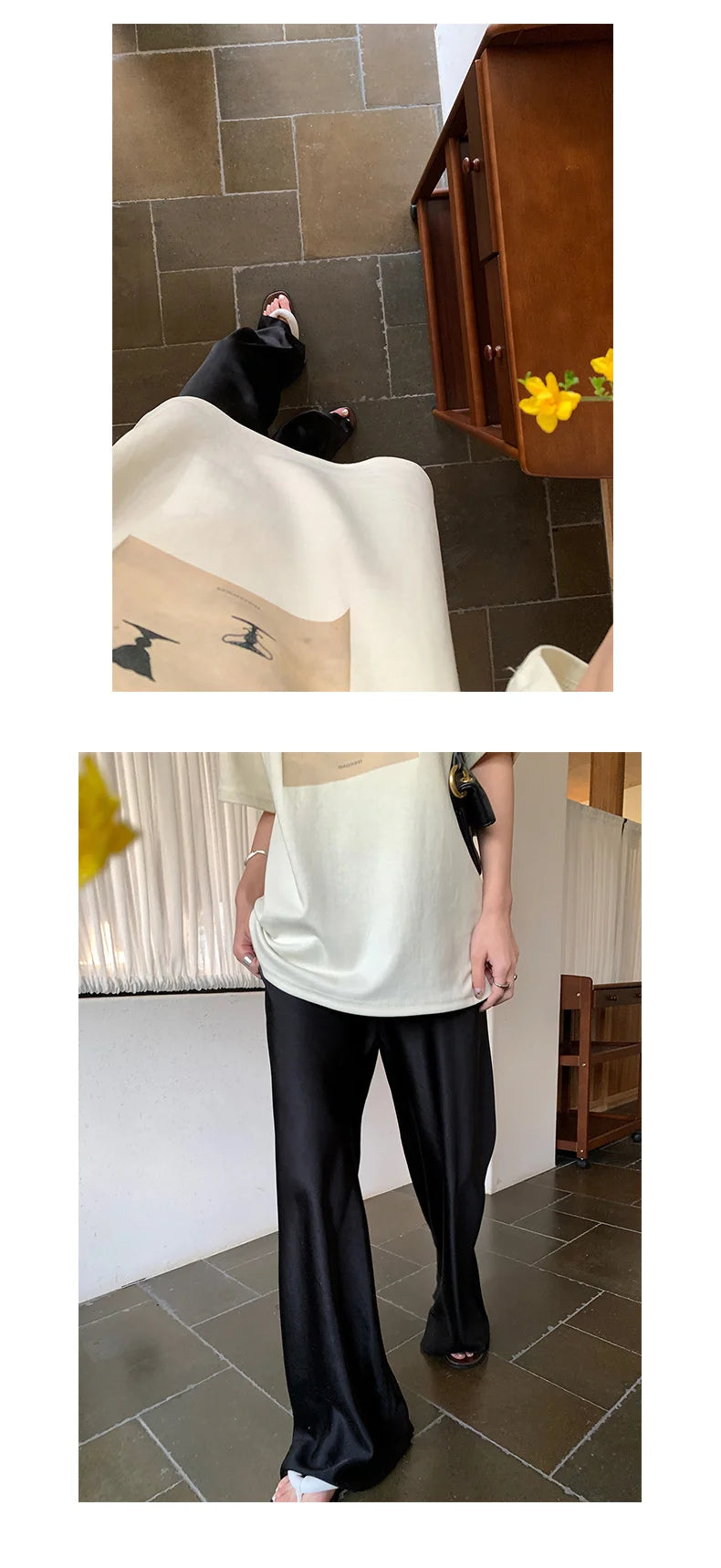 Satin Wide Leg Pants Long Floor Casual Pants Women's Summer - Smarsty