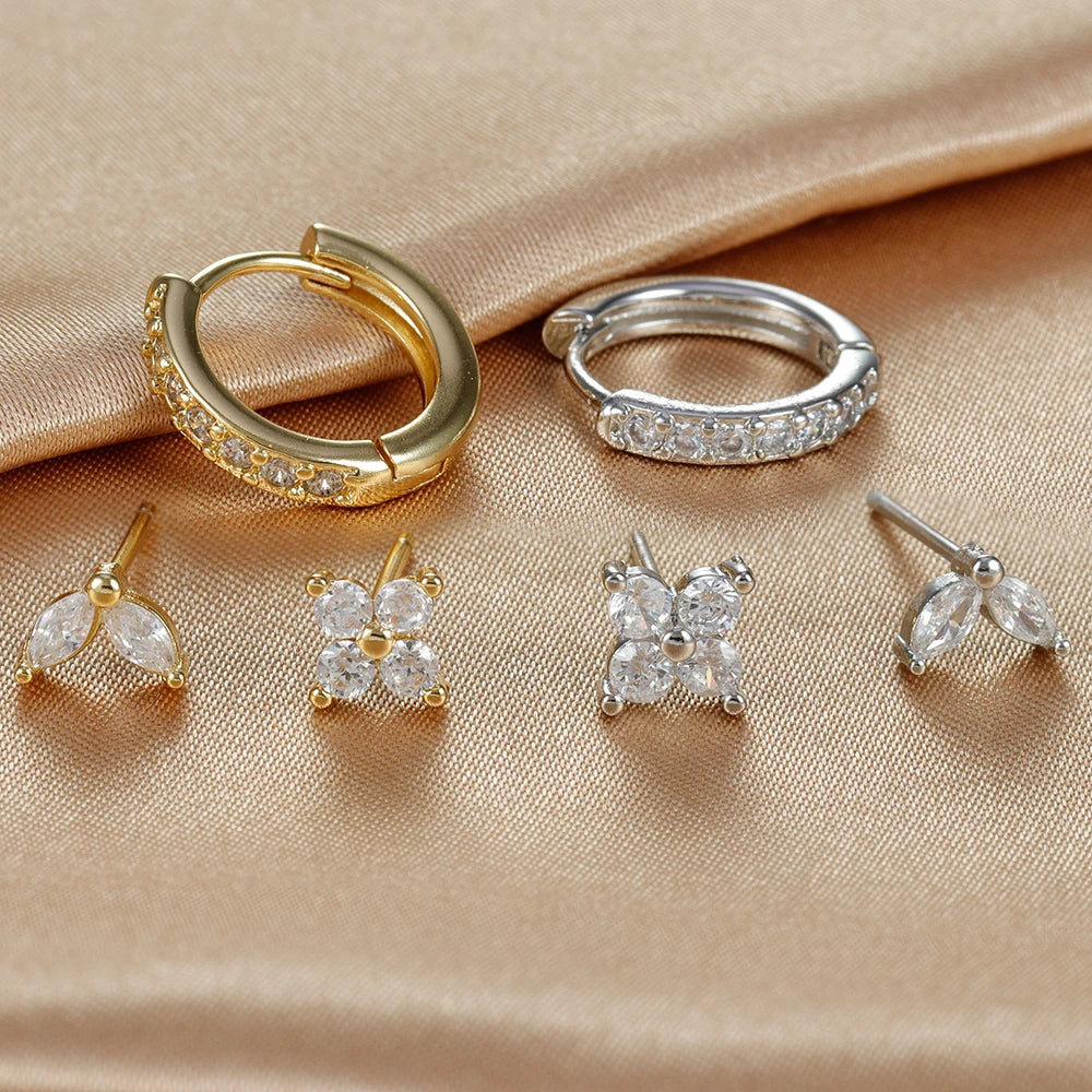 Gold Color Stainless Steel Hoop Earrings Set for Women - Smarsty