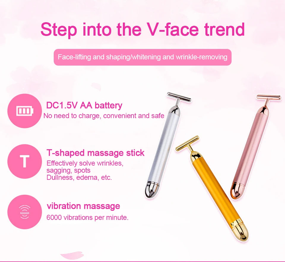 24K Gold Electric Face Roller for Youthful Skin - Smarsty