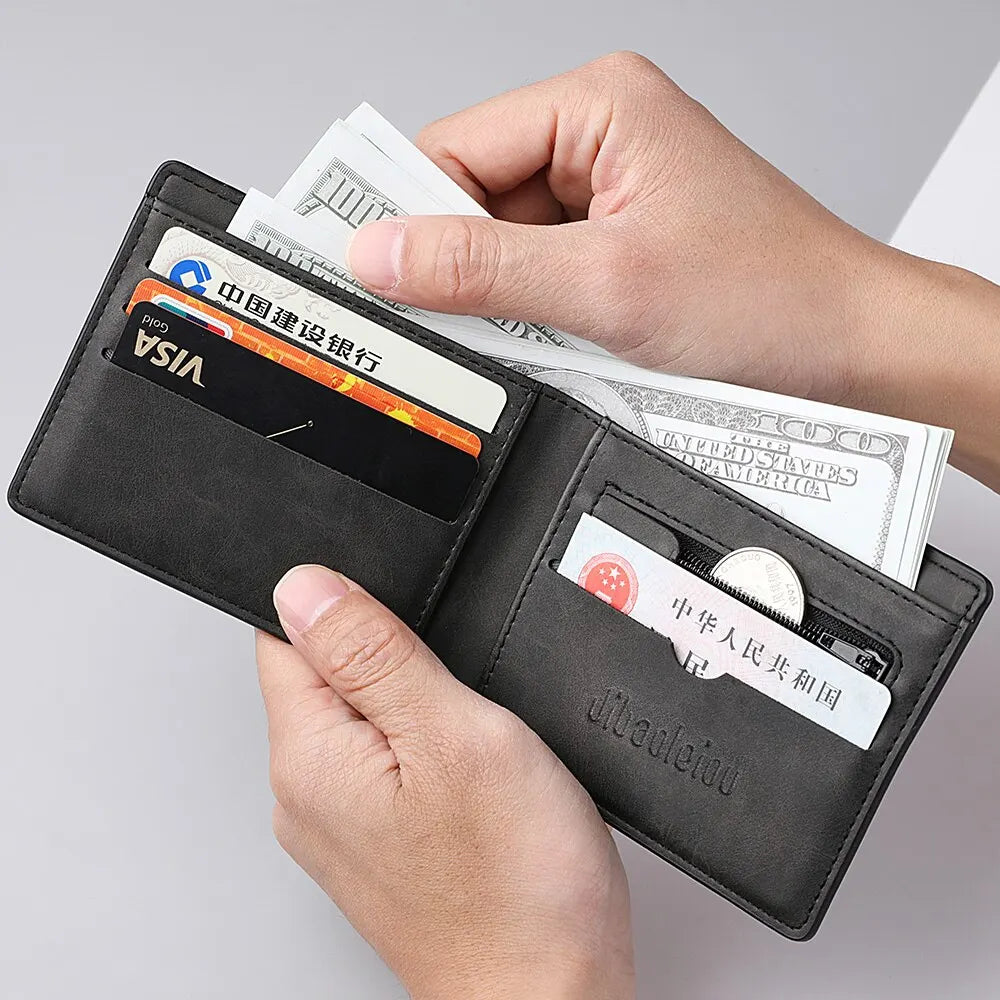 2025 New Wallet Men Short Dollar Clip Zipper Simple Soft Leather Lightweight - Smarsty