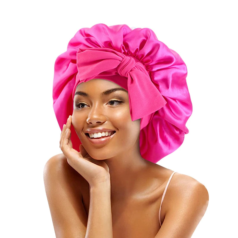 Adjustable Satin Sleeping Hat Elastic Tie For Hair Care - Smarsty