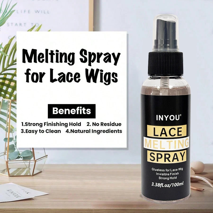 100ML Lace Wig Melting And Holding Spray Strong Natural Finish Wig Adhesive Glue for Lace Front Melt Super Hold Hair Spray - Smarsty