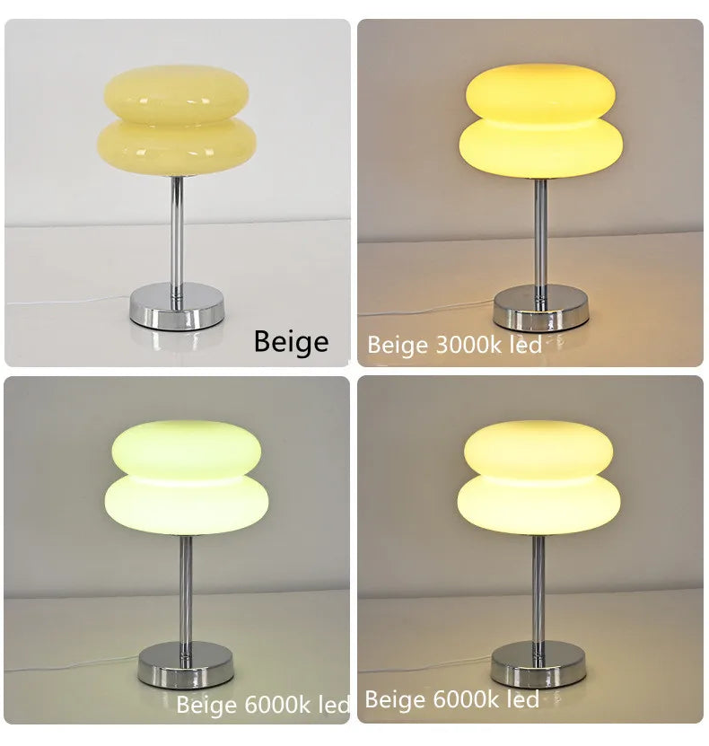 Trichromatic Dimming Macaron Glass Table Lamp for Cozy Bedrooms - Smarsty