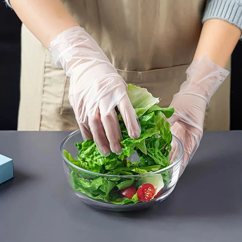 100PCS Disposable TPE Gloves Kitchen Bathroom Restaurant Camping Travel Waterproof Oil-Proof Household Cleaning Tools - Smarsty