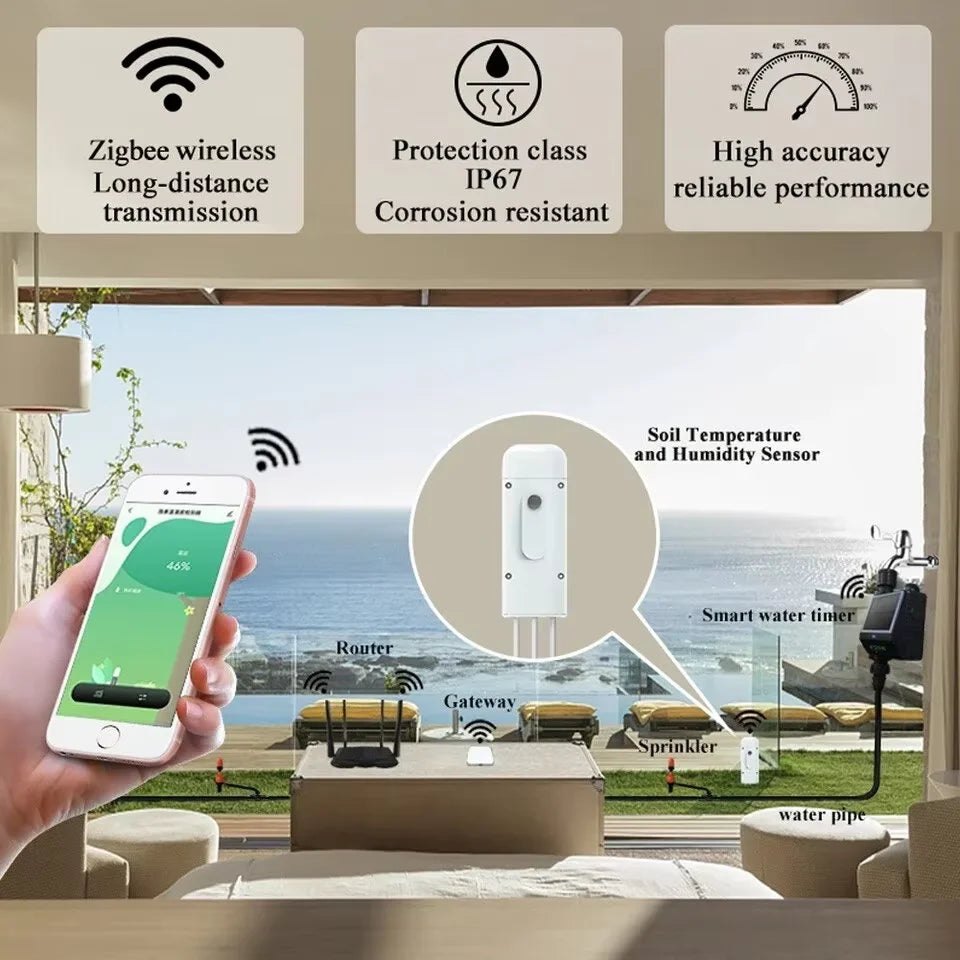 Tuya Zigbee Soil Moisture Sensor and Water Valve System - Smarsty