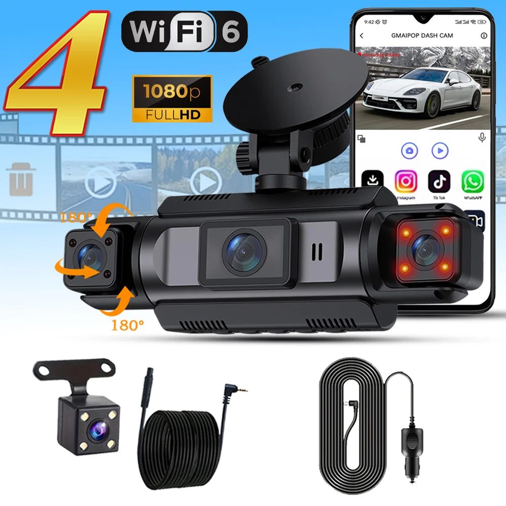 4Channel WiFi Dash Cam Night Vision With Loop Recording - Smarsty