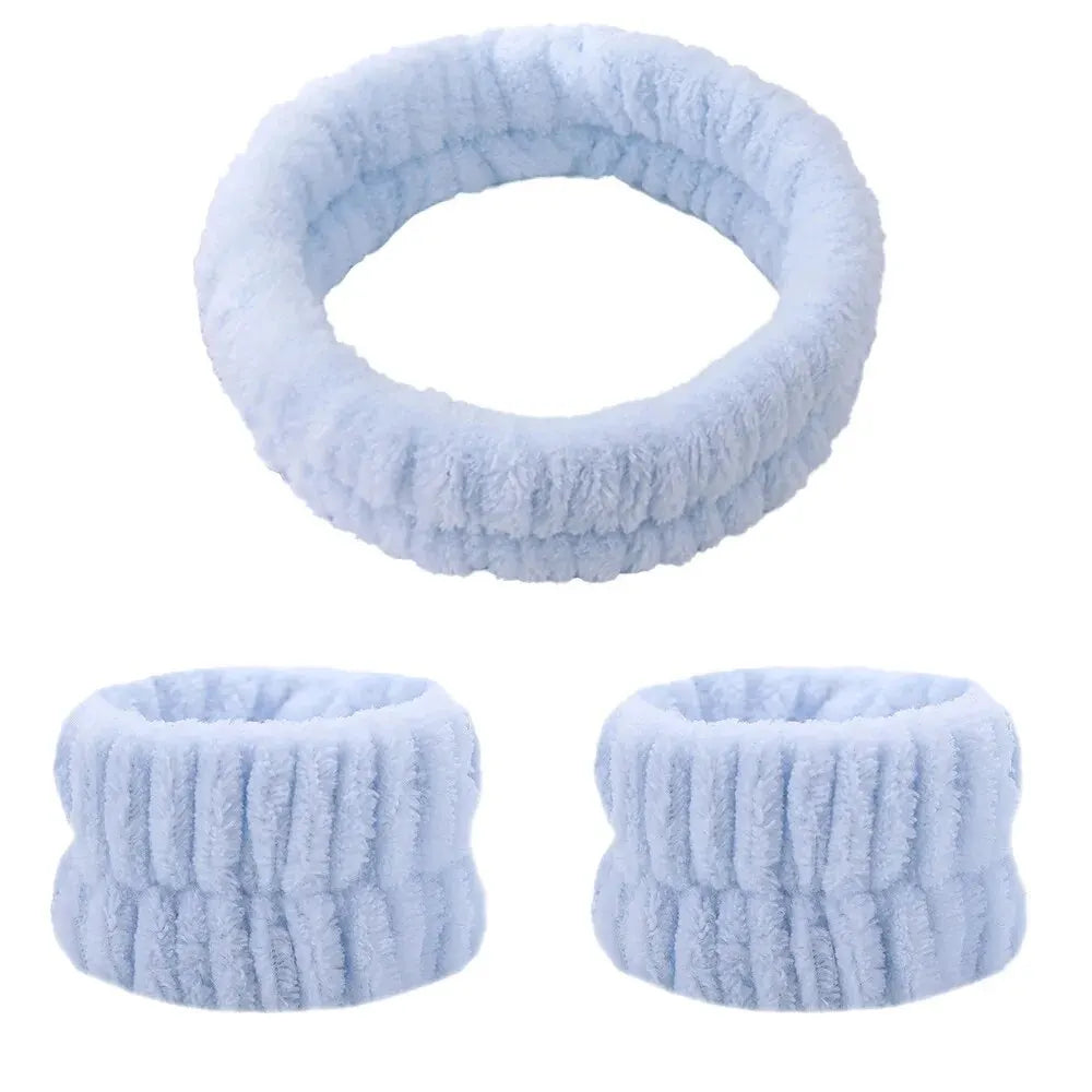 Absorbent Waterproof Face Wash Wristbands And Headband Set - Smarsty