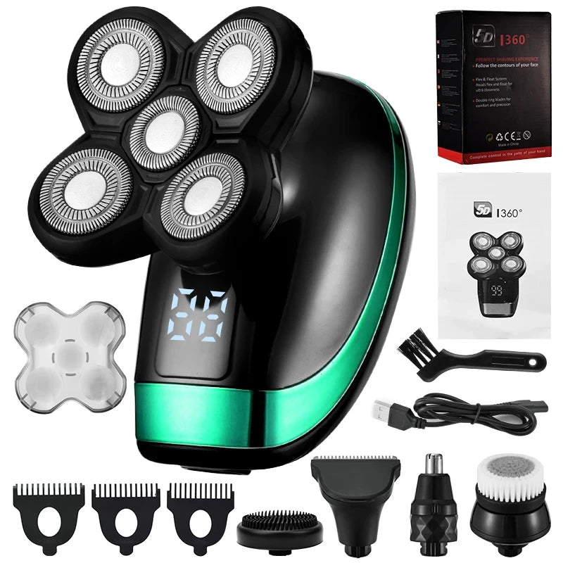 5 In 1 Men's Rechargeable Electric Shaver with Floating Heads - Smarsty