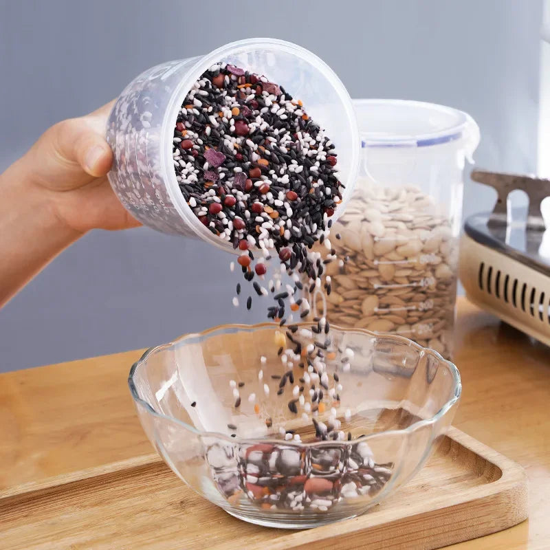 4Pcs Sealed Storage Box Transparent Kitchen Food Grain Organizer Storage Tank Plastic Large capacity Moisture-proof Sealed Jars