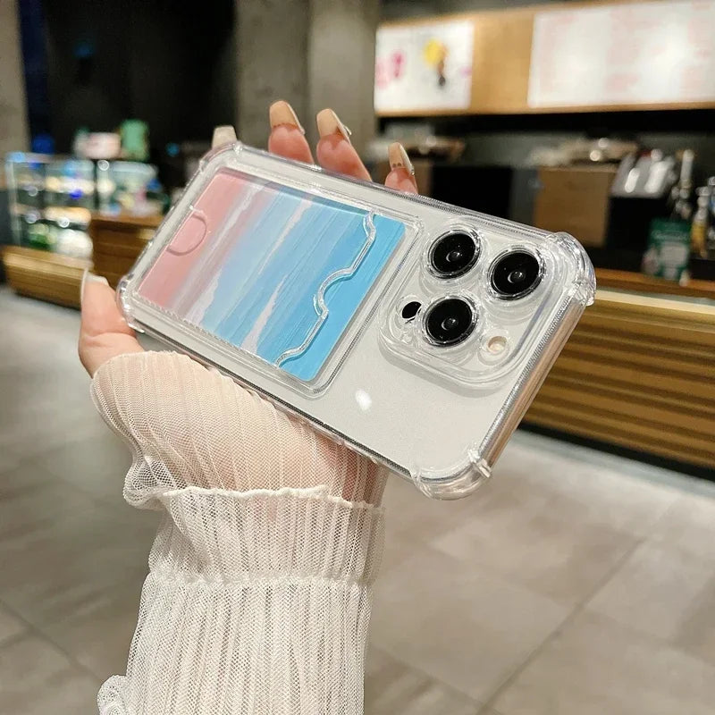 Smarsty Transparent Iphone Card Holder Case With Wallet Slot -