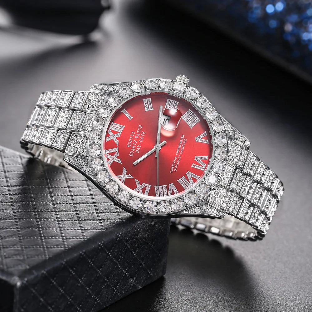 Luxury Men's Quartz Watch with Rhinestone Detail - Smarsty