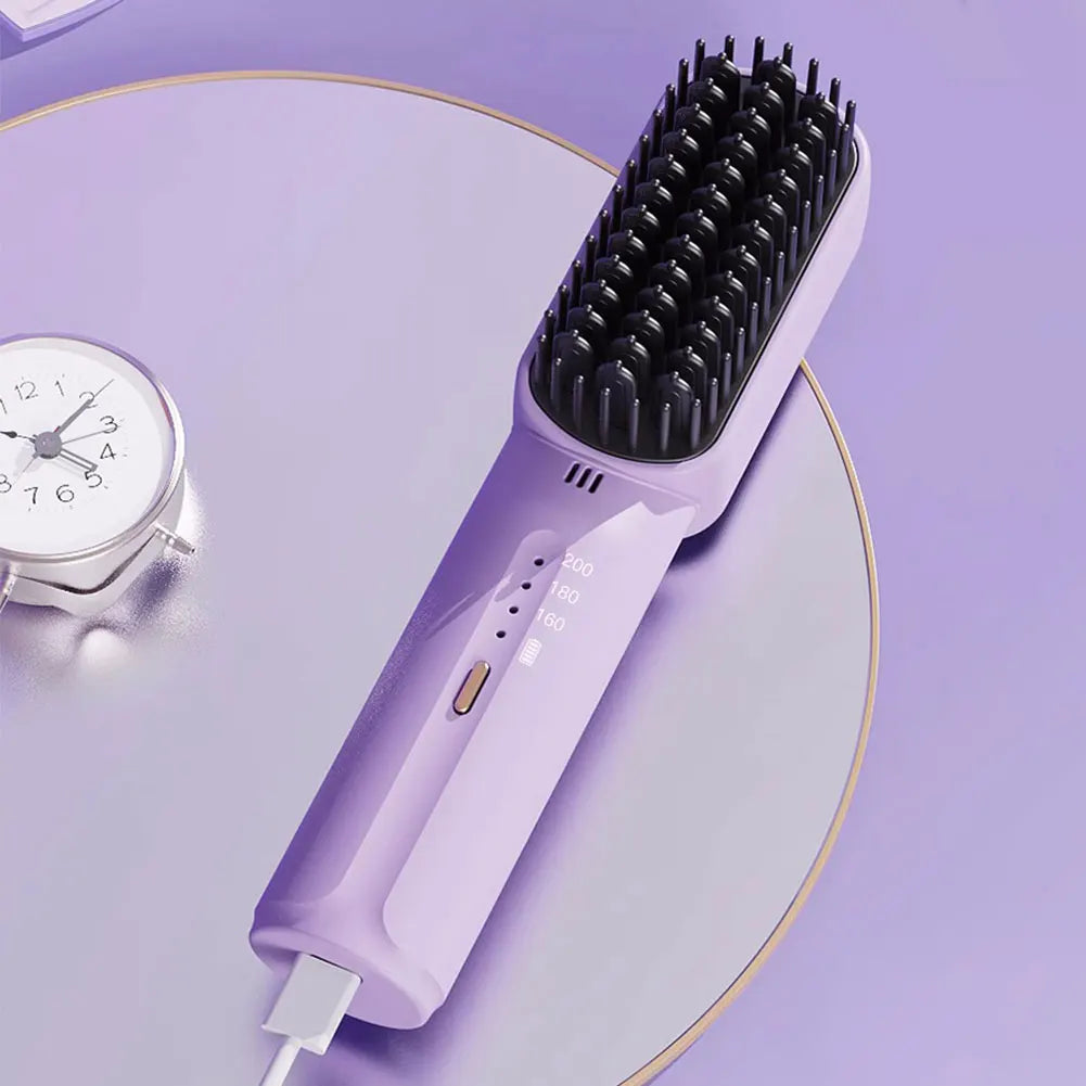 Cordless Hair Straightener Brush with Anti-Scald Feature - Smarsty