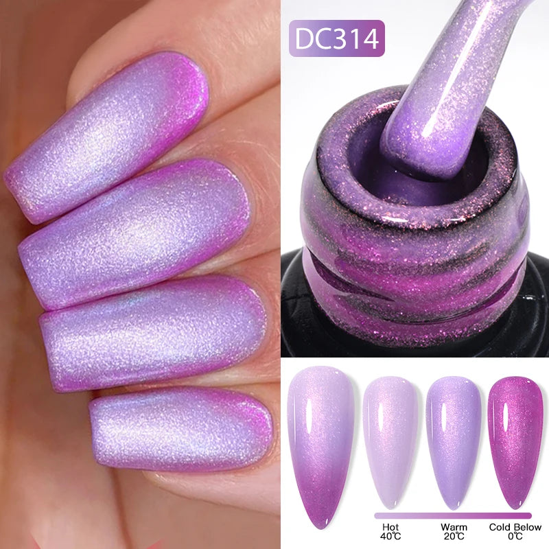 Auroras Thermal Rubber Base Gel Nail Polish Long Lasting Glitter - Smarsty