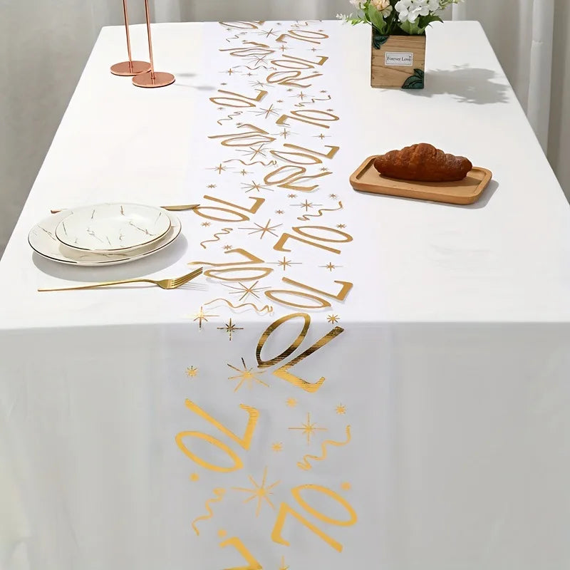 Gold Birthday Table Runner Decor for 20th 30th 60th Celebrations - Smarsty