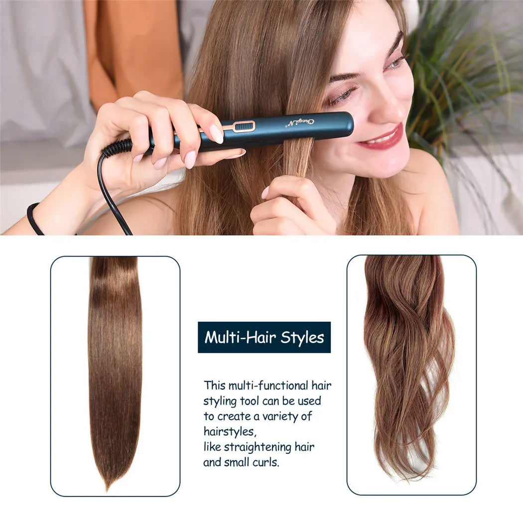 CkeyiN Mini Hair Flat Iron 2 in 1 Portable Straightener and Curler - Smarsty