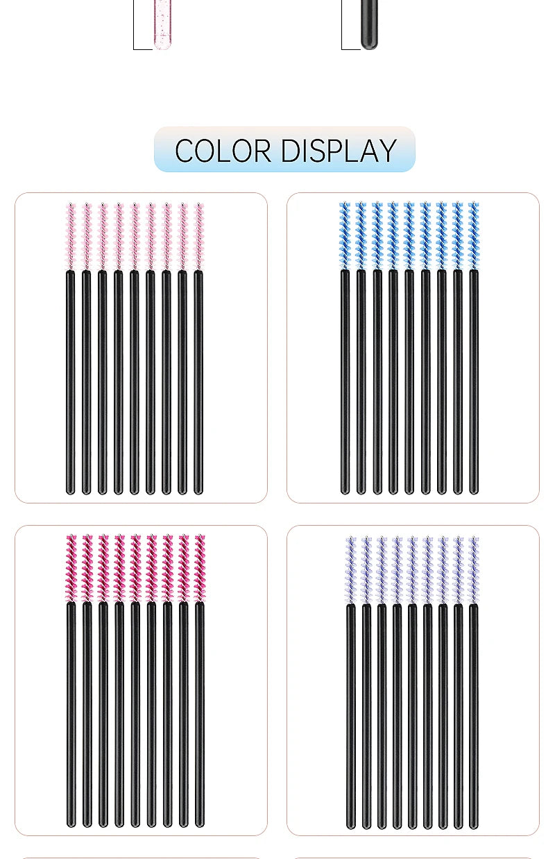 50 Pcs Disposable Eyelash Brushes with Diamond Handles - Smarsty