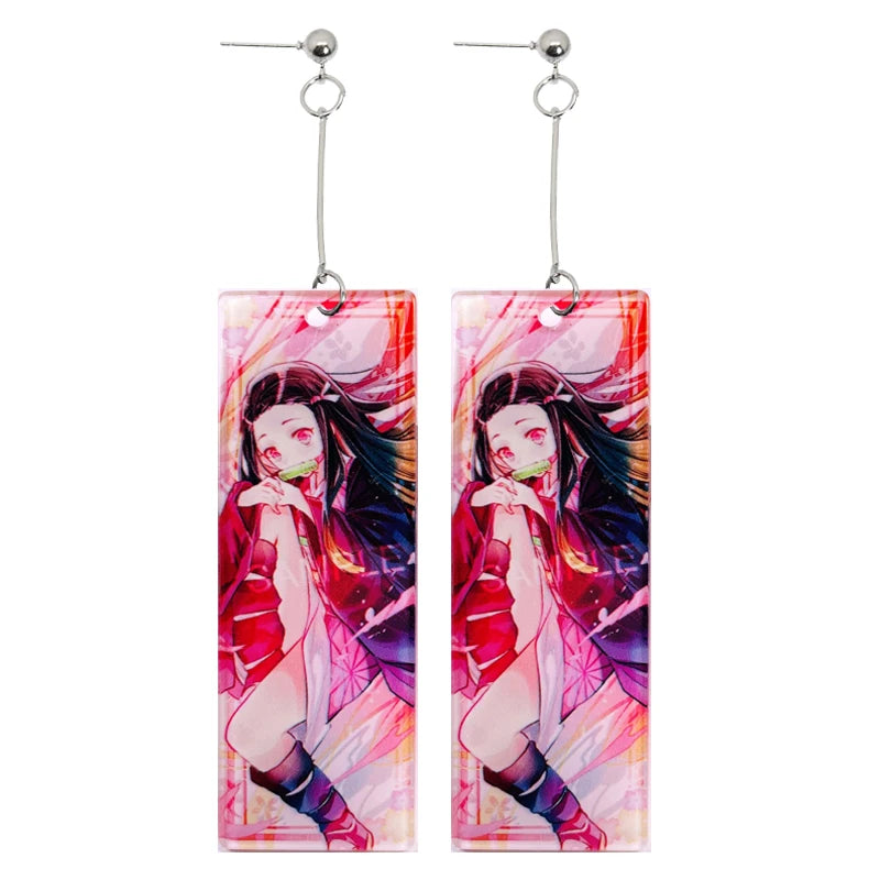 Acrylic Tanjiro Earrings for Women Anime Cosplay Jewelry - Smarsty