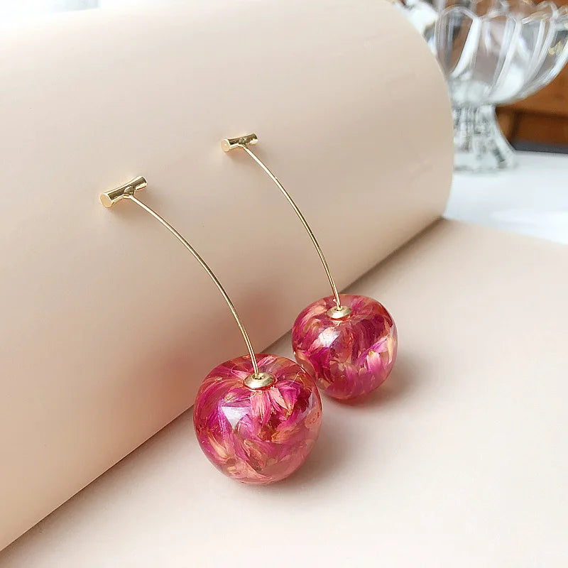 Delicate Sweet Red Cherry Drop Earrings for Women Fashion - Smarsty
