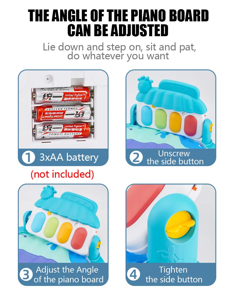 Baby Fitness Stand Music Play Gym Activity Toys Newborn Piano Crawling Blanket Pedal Game Pad Early Education 0-36 Months Gifts by Smarsty