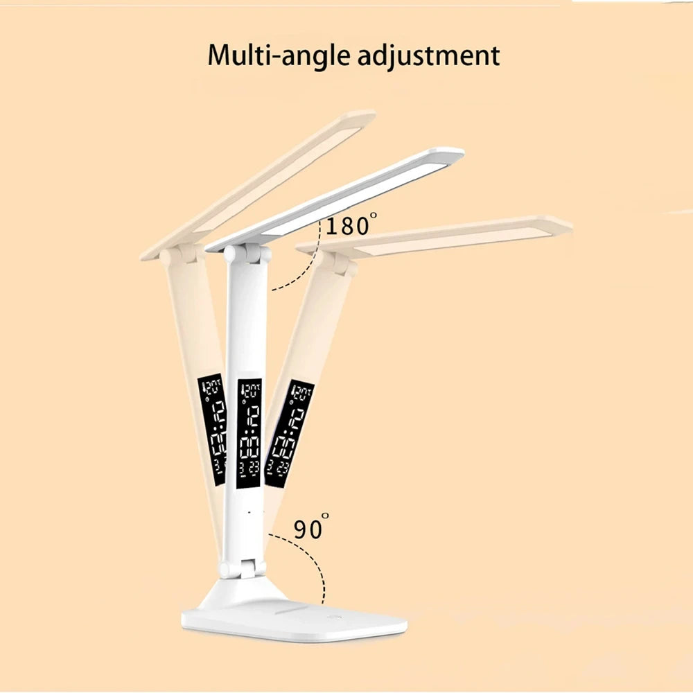 Dimmable USB Folding Desk Lamp with Alarm Clock - Smarsty