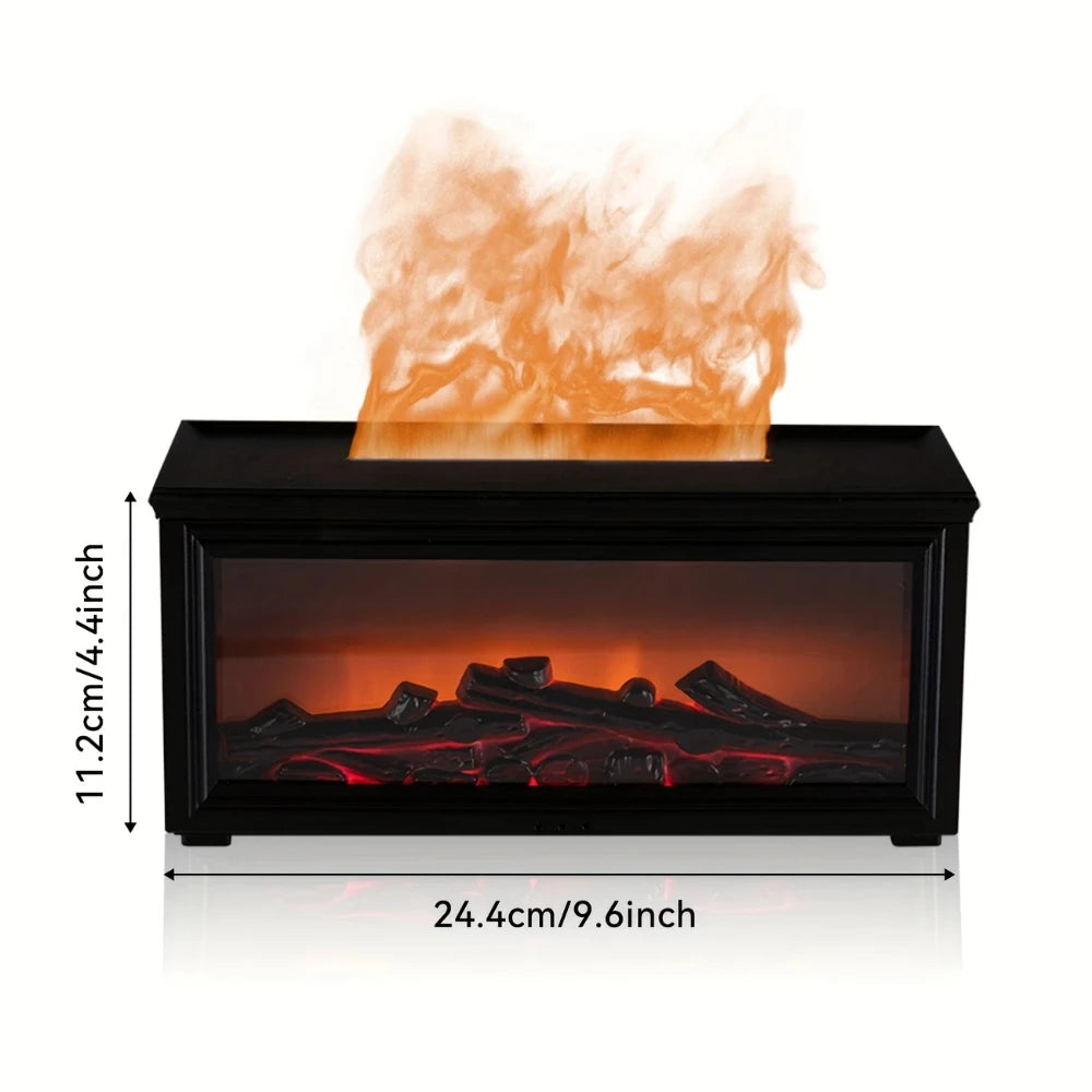 Fireplace Flame Aroma Diffuser, 9.47oz Cool Mist Humidifier with USB, Remote, Timer, 7 LED Colors, Essential Oils, Perfect Gift