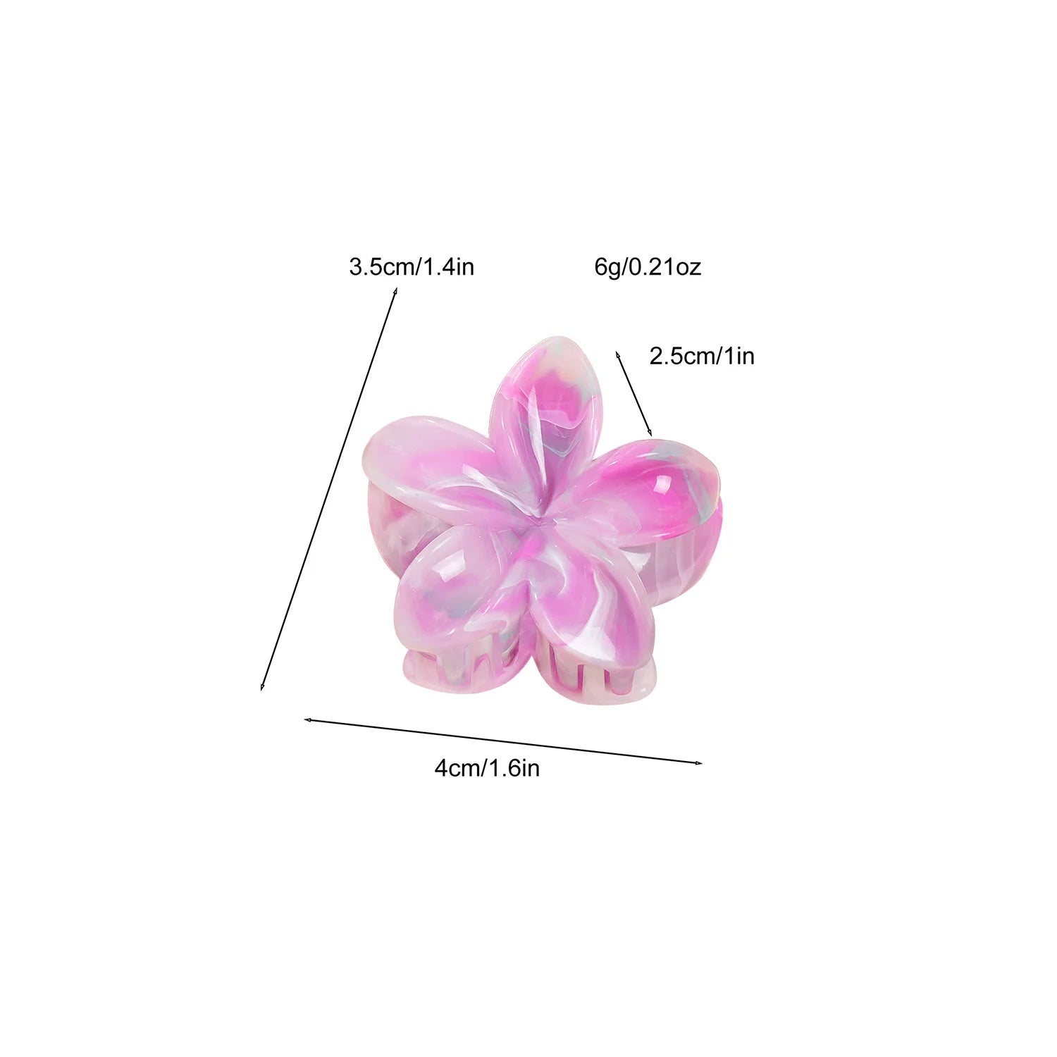Hawaiian Gradient Marble Flower Hair Clips Small Lightweight - Smarsty