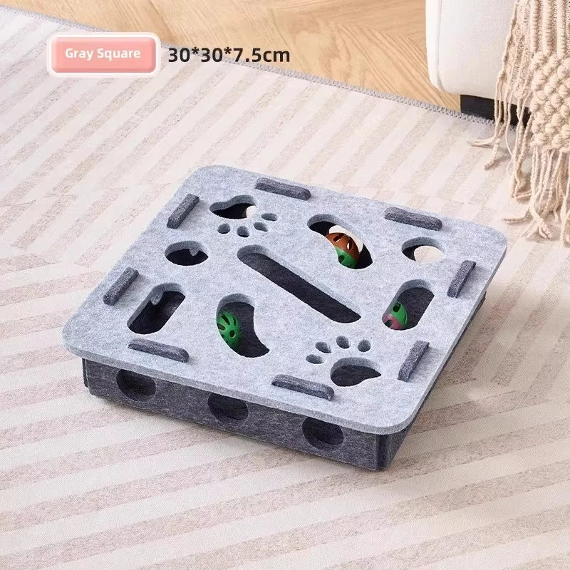 Cat Puzzle Toy Felt Puzzle Box Cat Exercise Toy With Ball Indoor Sports Entertainment Hunting Cat Toys For Indoor Cats - Smarsty