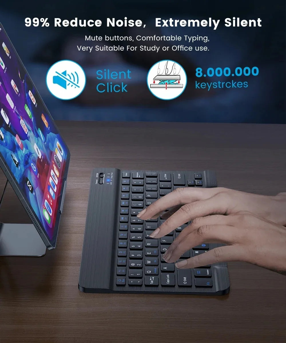 Bluetooth Keyboard For iPad Tablets Portable Wireless Slim