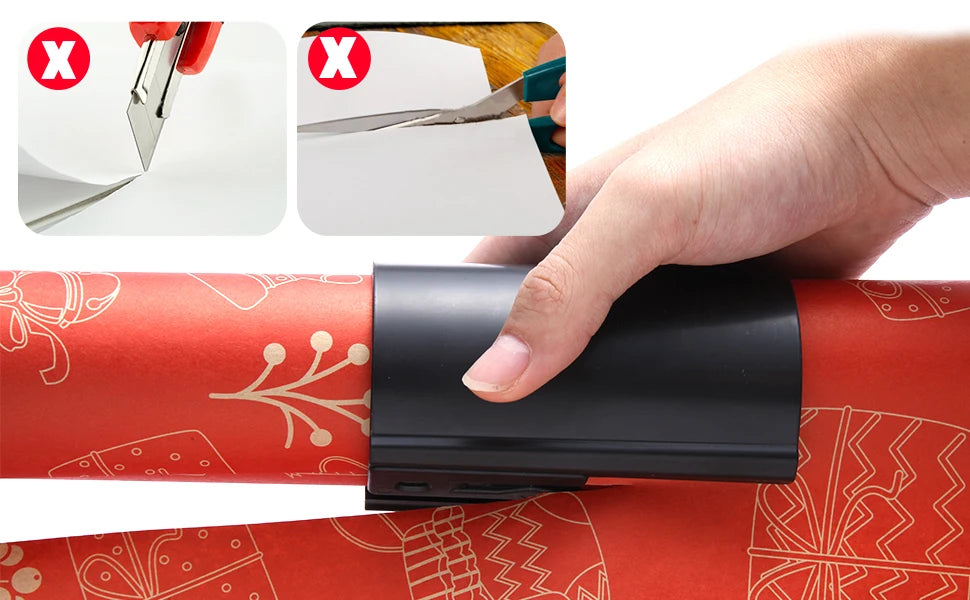 HORN Sliding Wrapping Paper Cutter - Easy-Glide Gift Wrap Trimmer for Christmas & Birthdays, Durable ABS,, Orange/Black - Smarsty